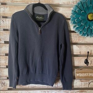 Eddie Bauer Men's Gray Blue Zip-Up Sweater Size Medium